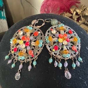 Colorful Beaded Mandala Dangle Earrings